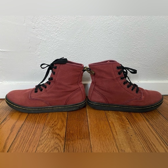 Dr Martens Shoreditch Red Canvas Lace Up Combat Grunge Boots Women’s 7 - Picture 5 of 9
